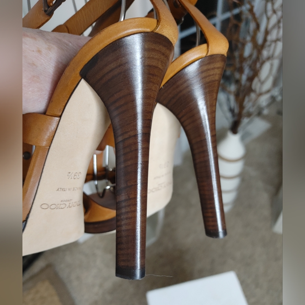 JIMMY CHOO "PRIZE" LEATHER GLADIATOR SANDAL, 39.5 - Picture 12 of 16